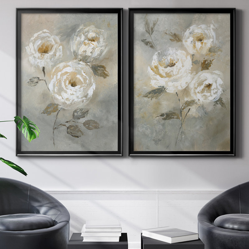 «Soft and Bold I», ensemble de 2 reproductions d'art, Pas de tapis, Toile avec cadre noir, H 26,5 po x l 73 po x P 1,5 po