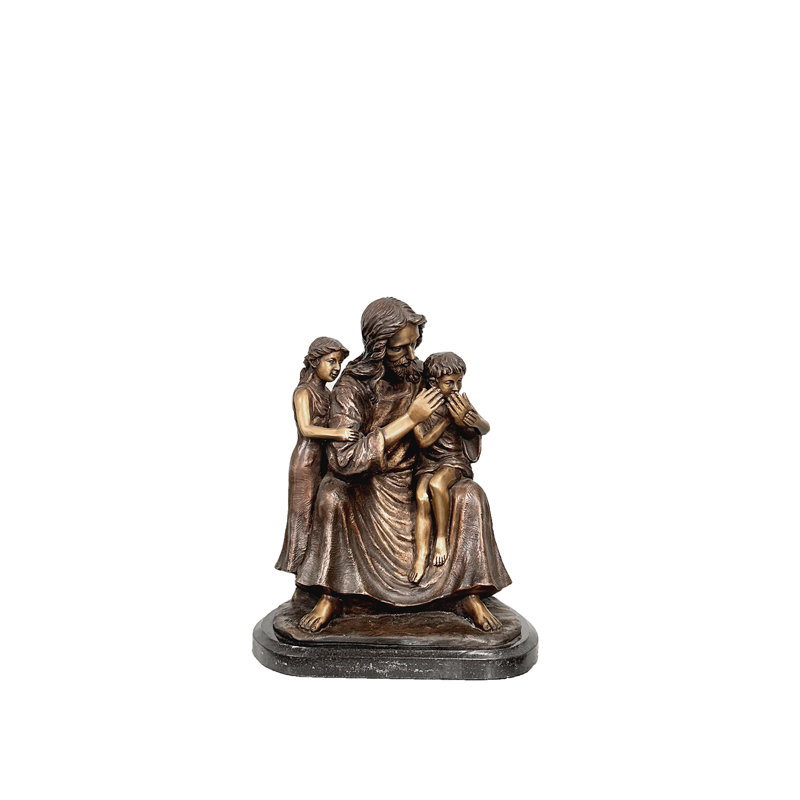 Bronze Jesus with Children Sculpture