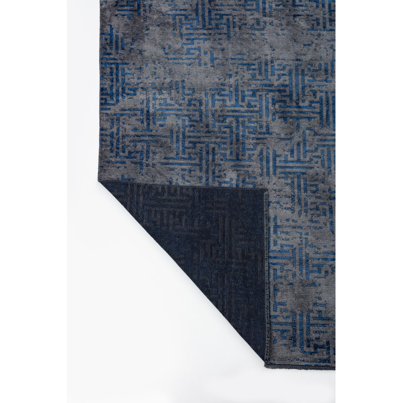 Rapture Gray/Blue Geometric Luxury Area Rug, Rectangle 7'10" x 9'10"