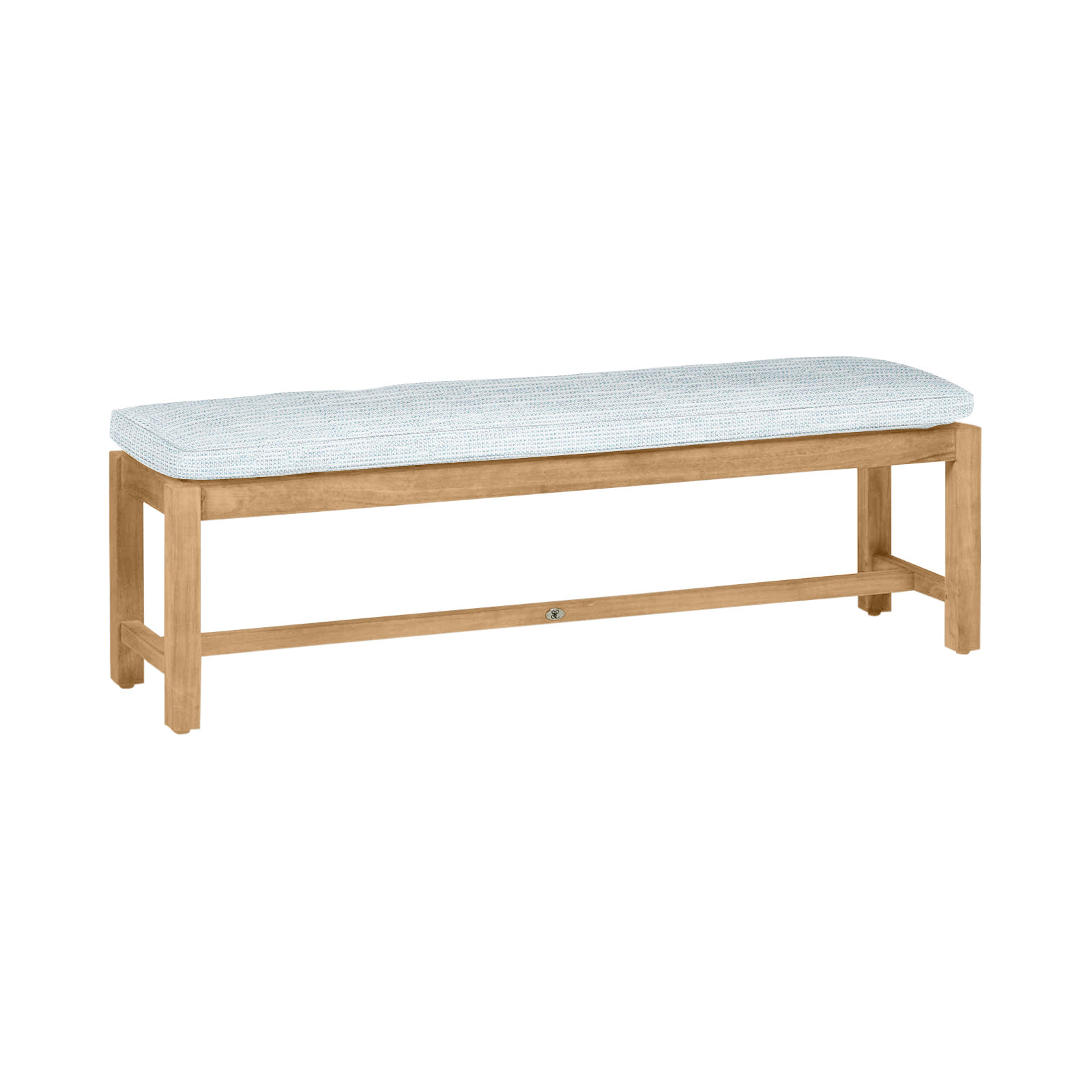 Club Outdoor Backless Bench 59 in., No Welt, Natural Teak, Paper Sky