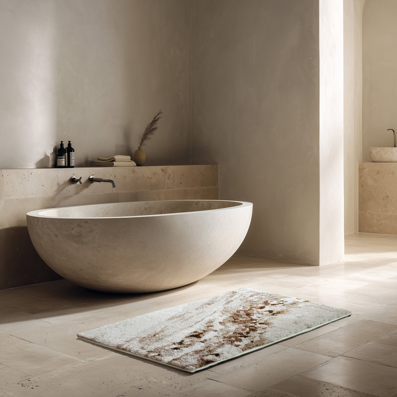 TECNIC BATH RUG 24X39 MULTI 1, Single- 39" L x 24" W, Brown Abstract