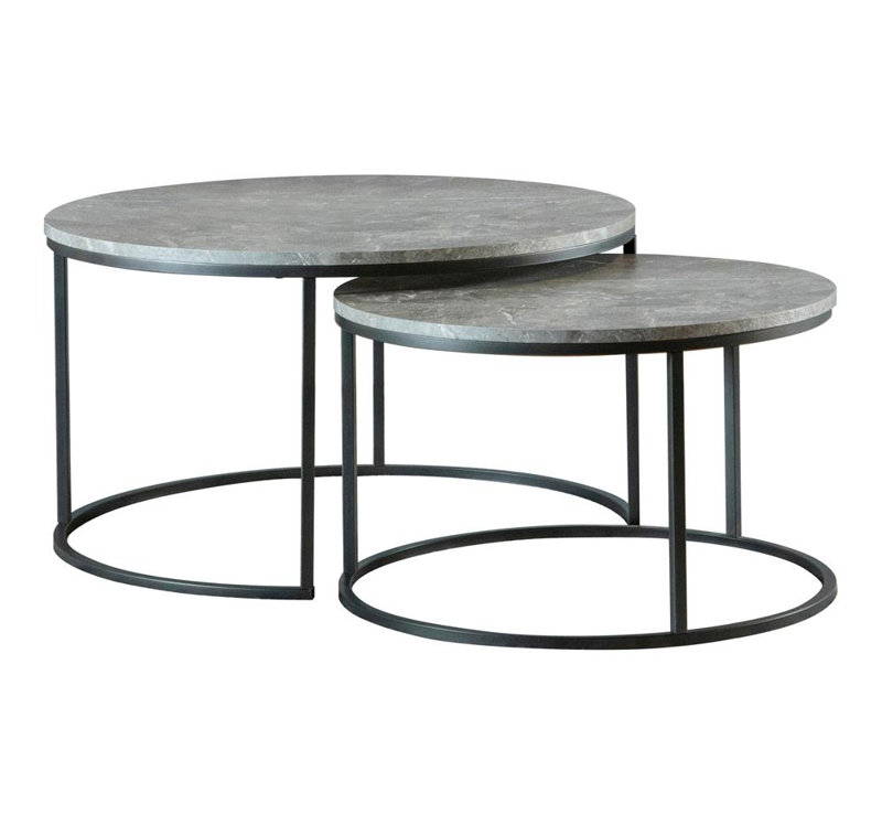 Table basse gigognes 2 pièces Lainey, Faux-marbre gris