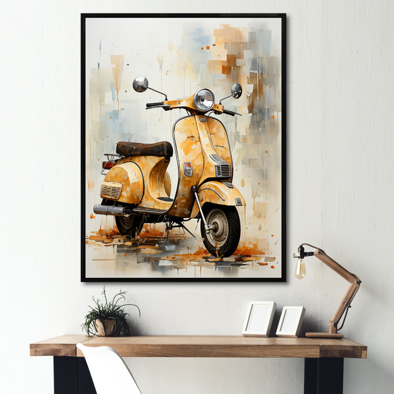 Scooter Escape III sur toile, 32" H x 16" W, Cadre photo noir