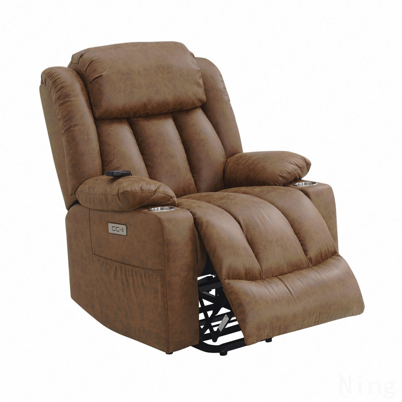 Fauteuil inclinable électrique en cuir brun Aire