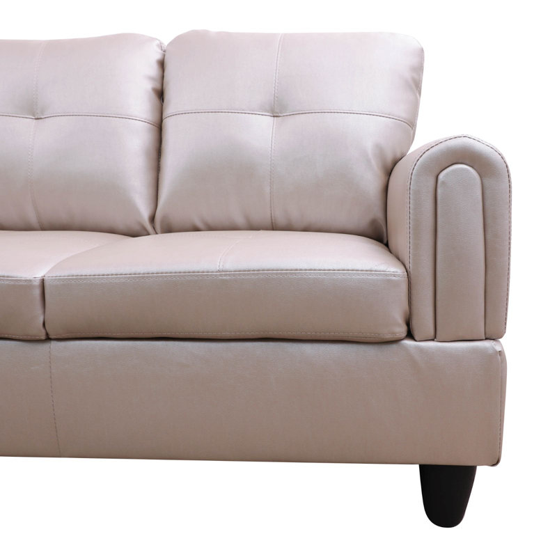 Milk tea Latte L shaped Upholstered Sectional Right Hand Facing Sofa, Beige Polyester Blend, Right Hand Facing