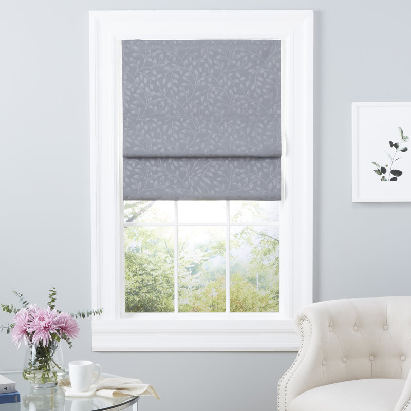 Blackout Roman Shade, Gray, 34" W x 64"L
