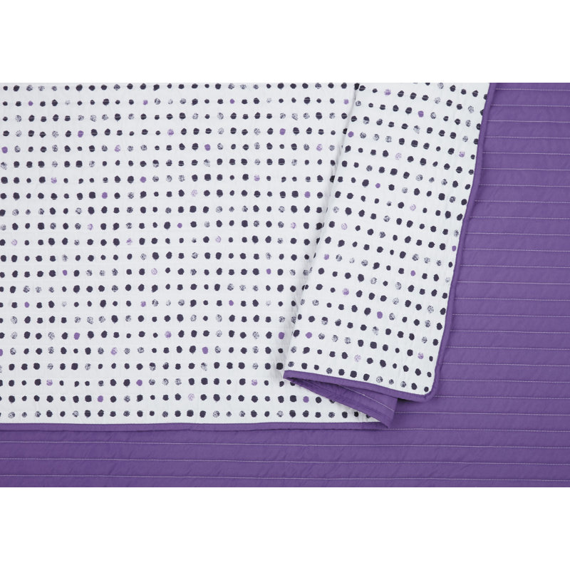 Ensemble de courtepointe réversible à pois Joceline, Courtepointe simple et 1 taie décorative