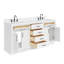 Meuble-lavabo double en bois massif 72 po avec plateau en quartz Carrara de 1,5 po Thornaby-1985119499-1985119496