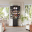 Grand garde-manger de style campagnard de 78,2 po avec 8 tablettes de porte, 1 armoire de rangement avec 3 tablettes réglables, 3 grands tiroirs, une armoire polyvalente pour la cuisine, la salle à manger et la salle de bain, noir cendré-131019330