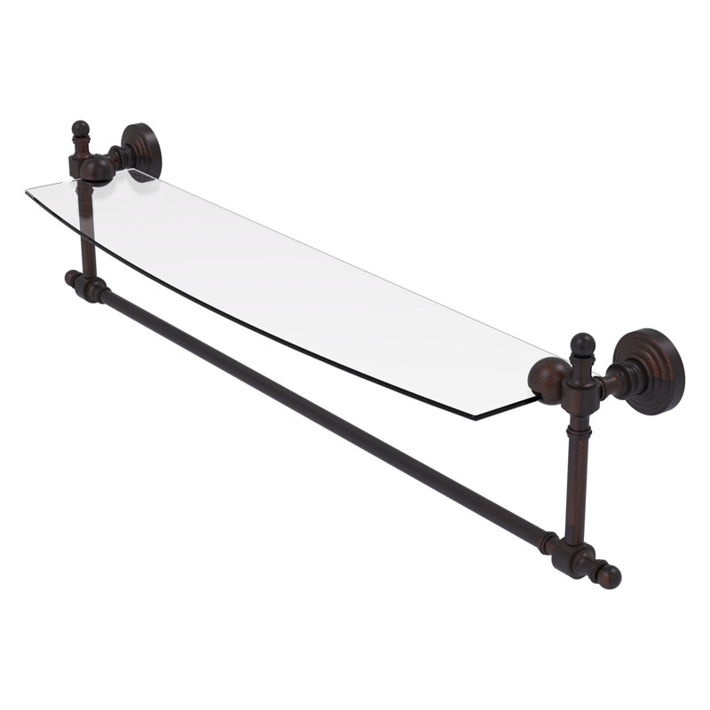 Retro Wave Bracket Shelf with Towel Bar, Venetian Bronze, 28"