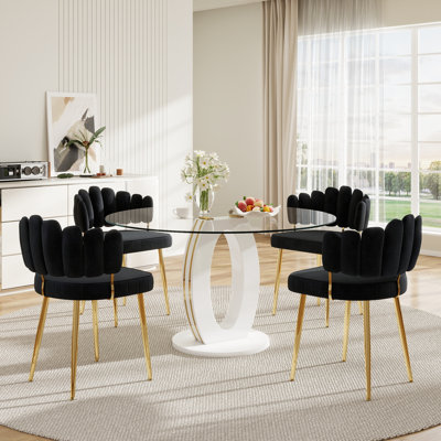 Armington Modern Glam Round Dining Table Set