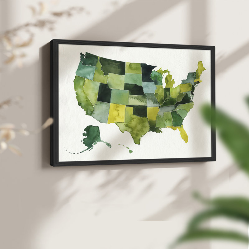 «USA in Watercolor I», reproduction encadrée, H 8 po x l 10 po, Noir