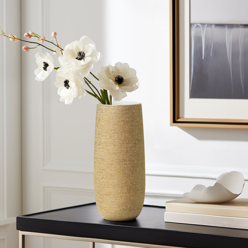 Vase de table en céramique 13 po Brava, H 11 po x l 5 po x P 5 po, Brun