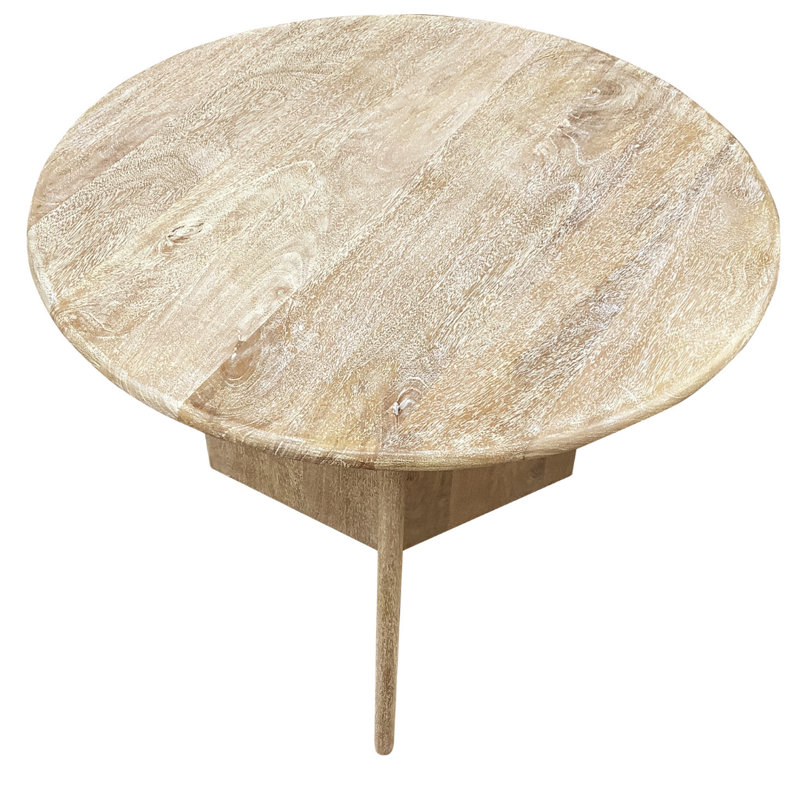 Maciejewski Solid Wood 3 Legs End Table, New White Wash