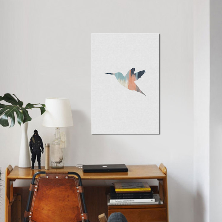 « pastel hummingbird », impression sur toile, H 12 po x l 8 po x P 0,75 po, Toile tendue, Pas de tapis