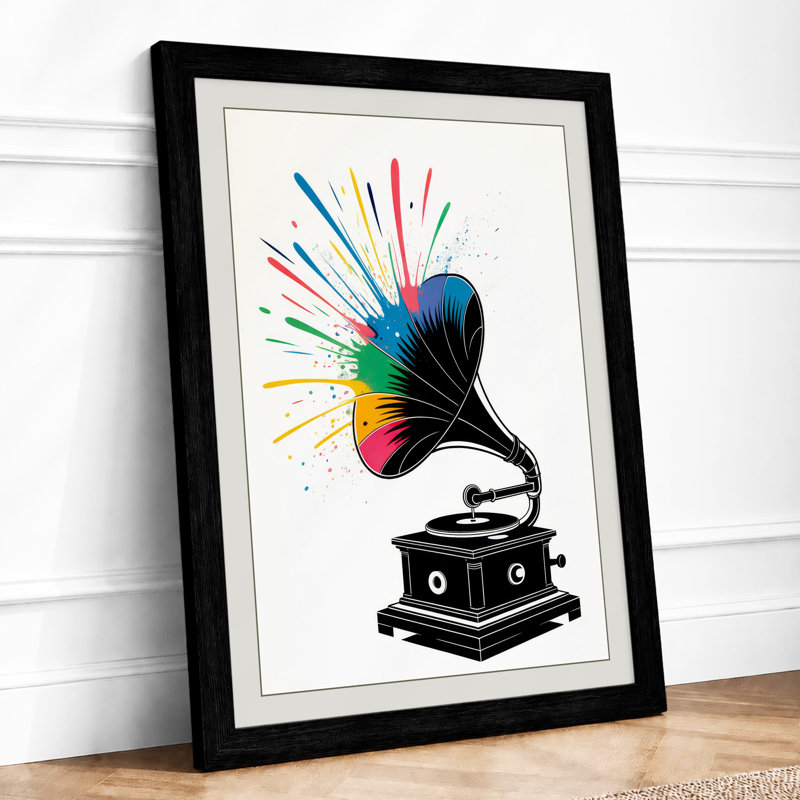 Gramophone Dreams Retro - Framed Print, A2 - 59.4 x 42.0 cm, Black