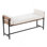 18" Bench with Black Metal, Brown Wood and Fabric
