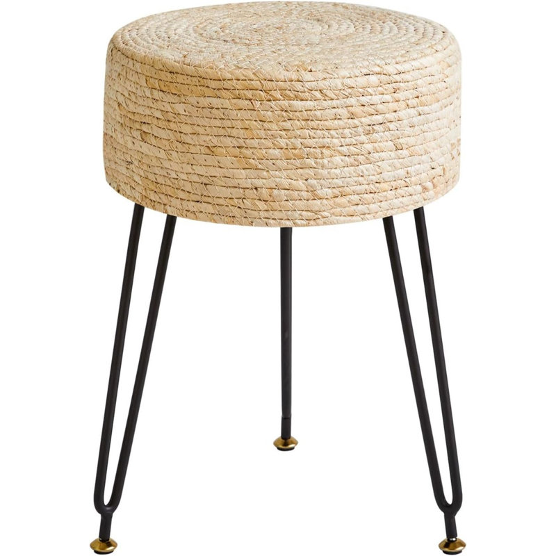 Nyell Metal Accent Stool, Beige