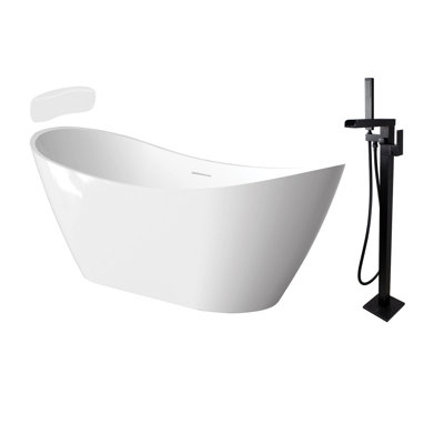 Transolid 59 L x 30.75 W x 26.75 H Freestanding Bathtub, In White