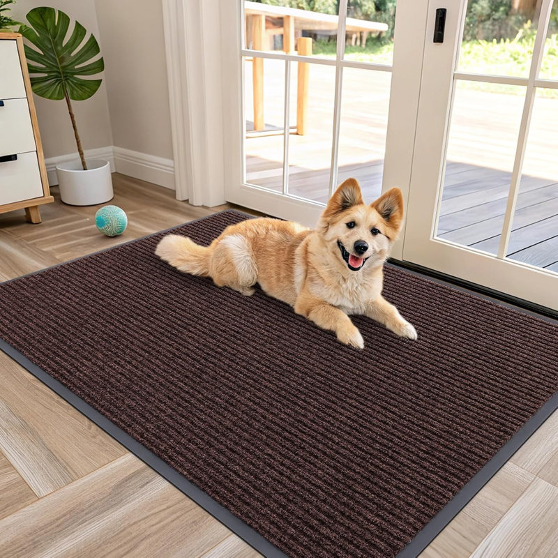 Tapis de porte imperméable et résistant, Brun, 47" x 32"