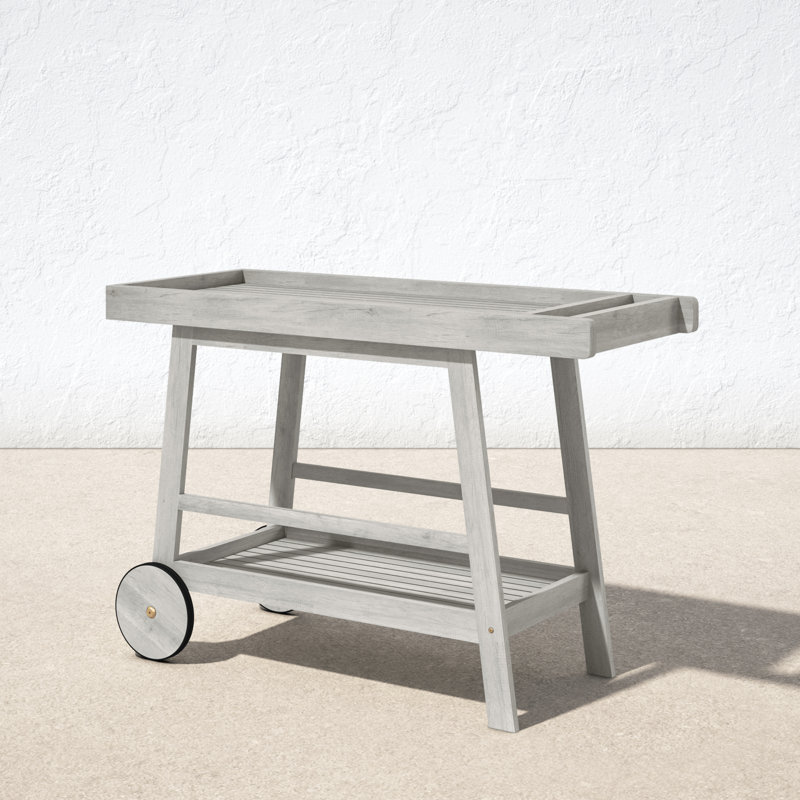 Terrace Solid Wood Bar Cart, Gray Wash