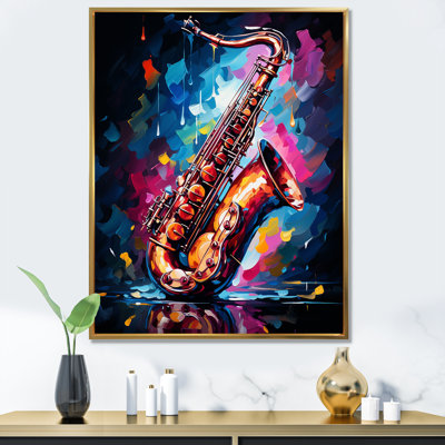 Blue Vibrant Saxophone Rhythm - Music Wall Art