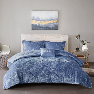 Grand édredon en velours bleu pervenche - Literie de luxe et coussin décoratif lavables à la machine pour un rembourrage luxueux