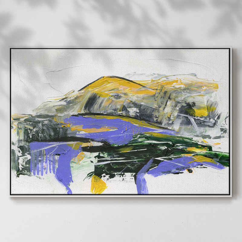 Silent Mountain V sur toile, Cadre flottant blanc, H 25 po x l 37 po x P 2 po
