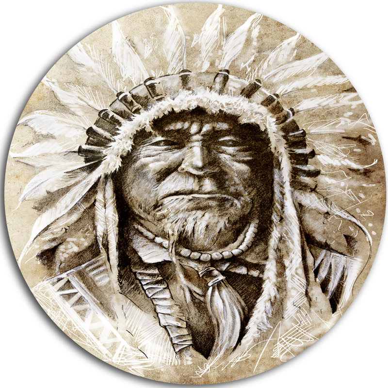 «American Indian Head», reproduction d'art, H 23 po x l 23 po x P 1 po, Toile tendue avec châssis