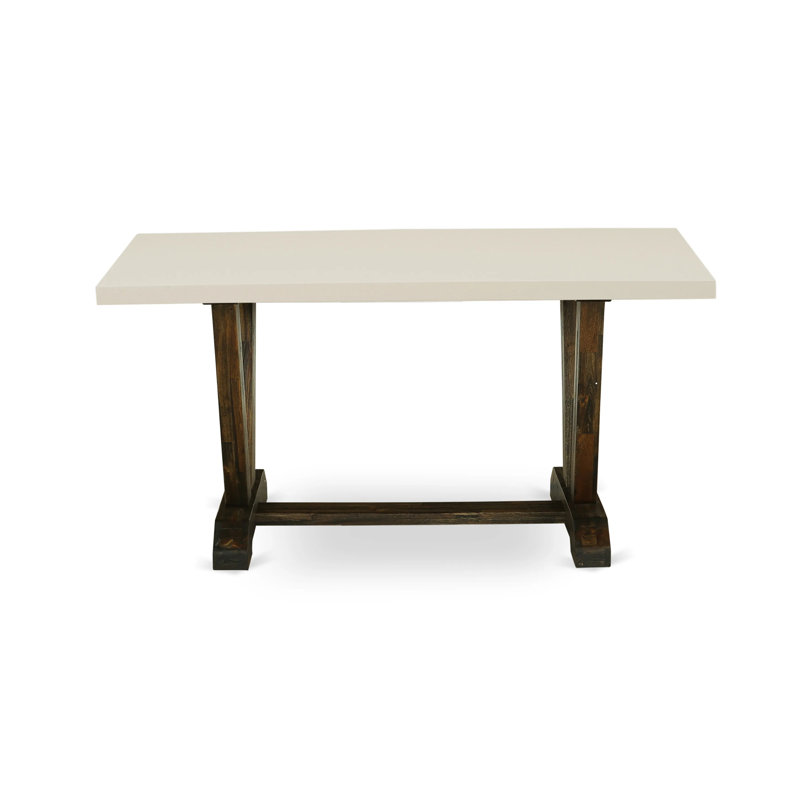 Table de salle à manger V-Style - un plateau de table rectangulaire en bois avec des pieds élégants, jacobin vieilli