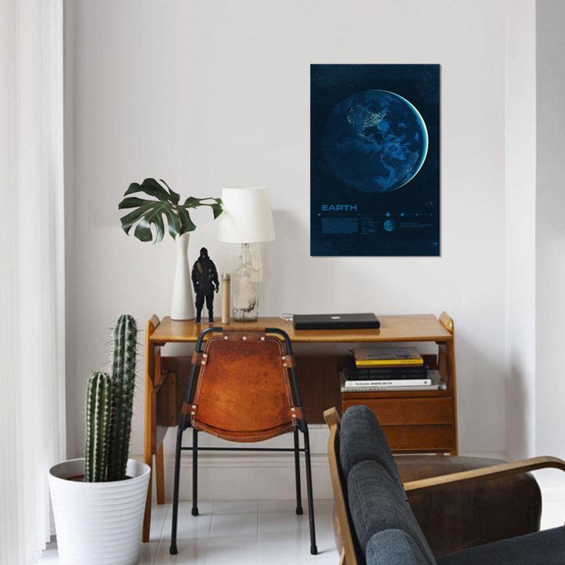 2046 design « terre »-impression sur toile tendue, H 12 po x l 8 po x P 0,75 po, Pas de tapis, Toile tendue