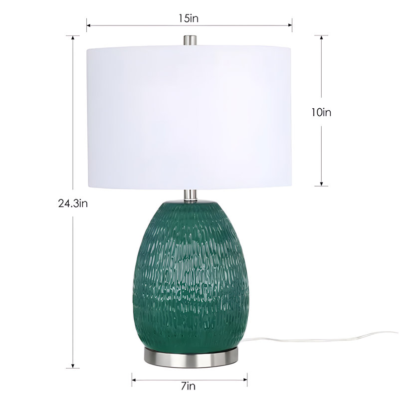 24.3" Ceramic Table Lamp, Green