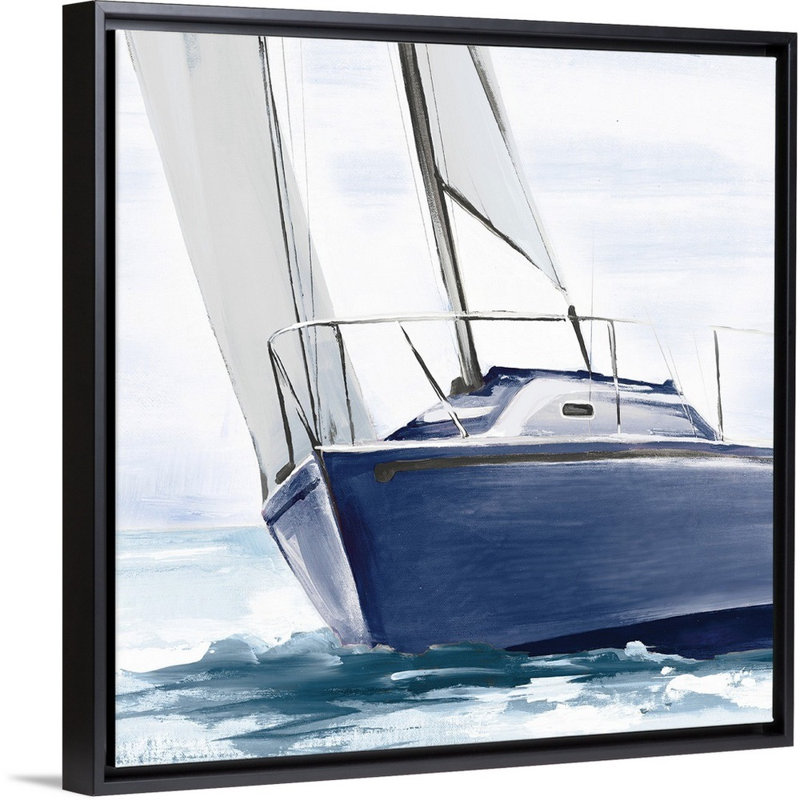 « sea faring life xi », peinture sur toile, Cadre flottant noir, H 31,7 po x l 31,7 po x p 1,75 po