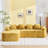 Yellow chenille L-shaped compressed sofa that goes well with any living room. It features high-elastic sponge for a comfortable sitting feel,  curved armrests and four throw pillows.-853631728