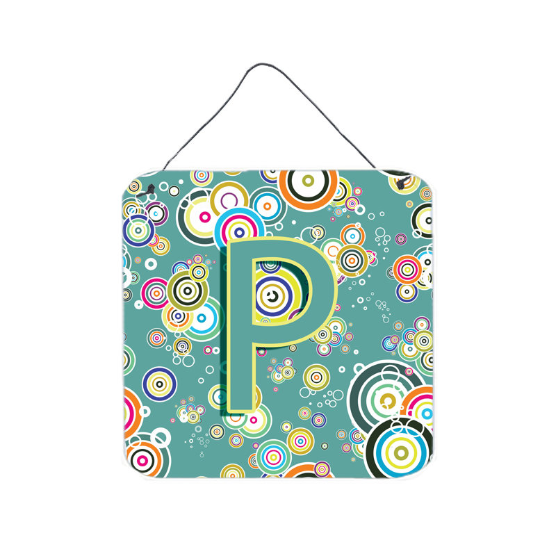 Circle Teal Initial Alphabet by Denny Knight Graphic Art Plaque, P