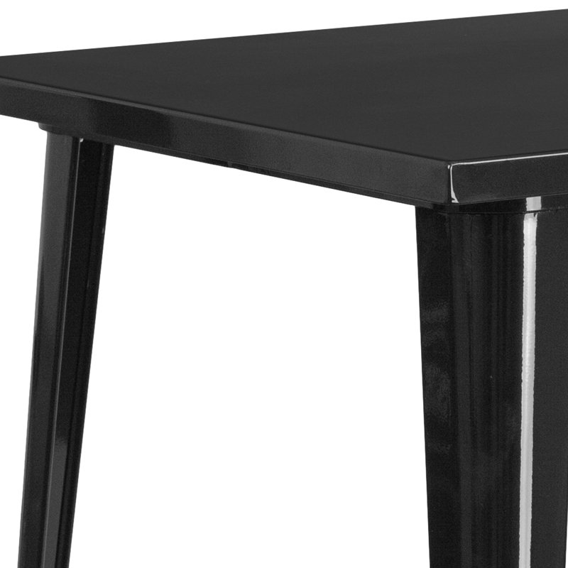 Angeleca Commercial Square Metal Indoor-Outdoor Table, Black, 33.25" W x 33.25" L x 40.75" H
