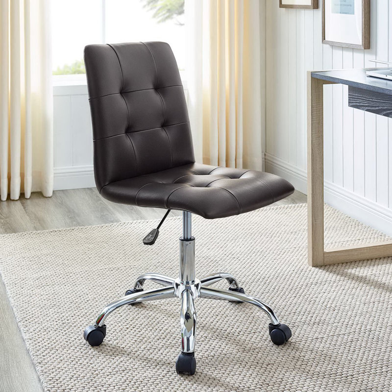 Modway Prim Armless Mid Back Office Chair, Brown