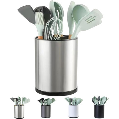 Extra-large 360° Rotating Stainless Steel Utensil Holder