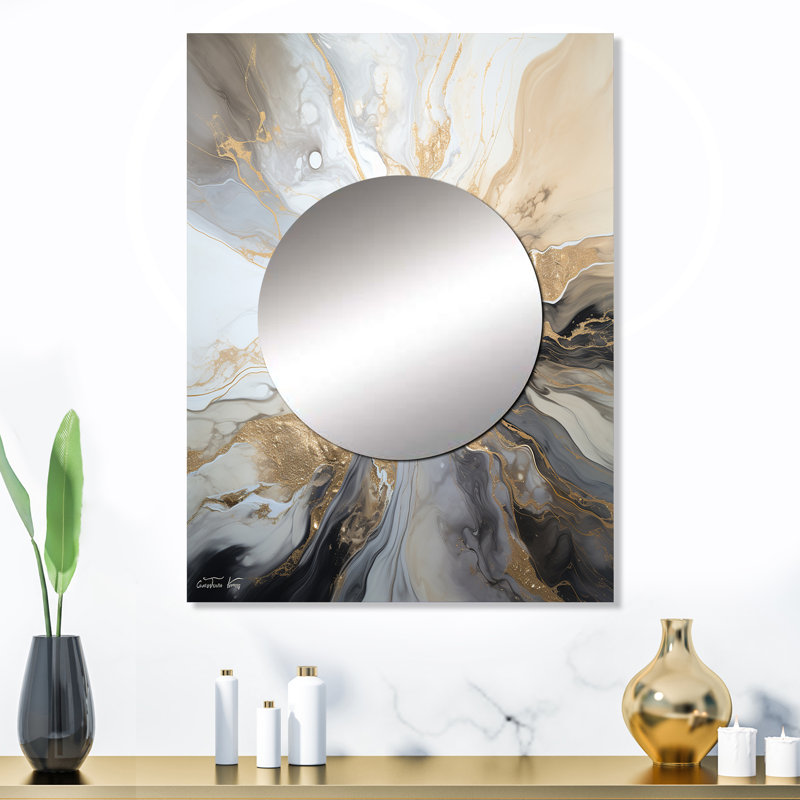 Leyner éclair liquide et noir liquide Art Explosion - miroir mural décoratif Lightning, grand miroir traditionnel, impression d'art en métal