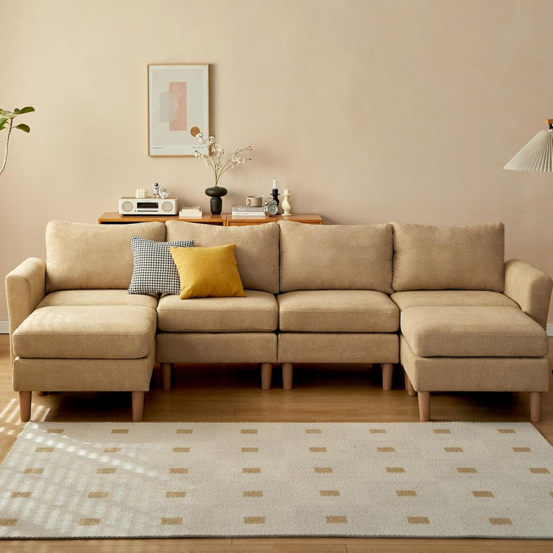 Canapé modulaire 6 pièces Sweetgrove, Tissu de polyester jaune