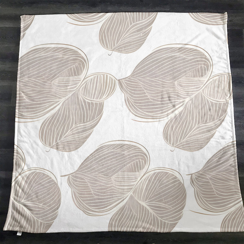 Jeté Ridgley, L 51 po x L 60 po, Floral / abstrait, Gris clair / blanc