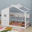 Lit sur pied pour enfant, lit Montessori pour enfants avec tablette de rangement, lit de jeu avec toit-58022010-58022011