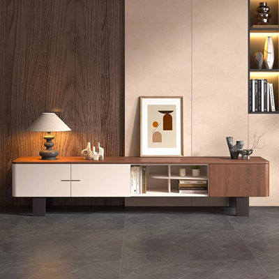Walnut + Beige Manufactured Wood TVStands