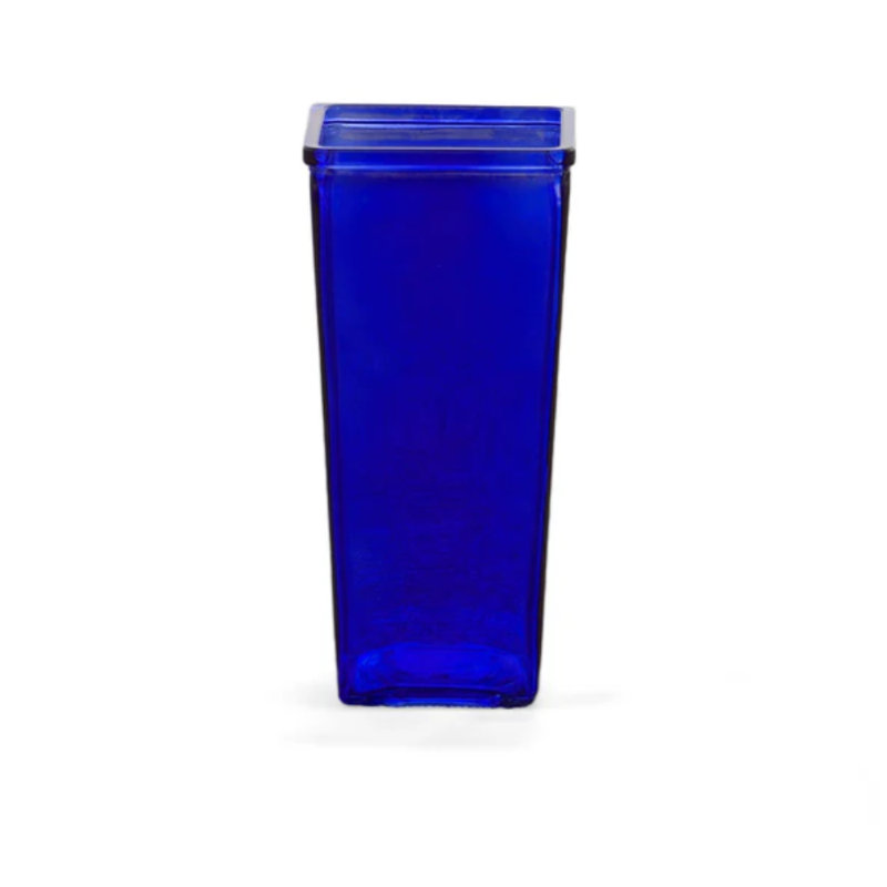 Tapered Square Glass Vase Blue