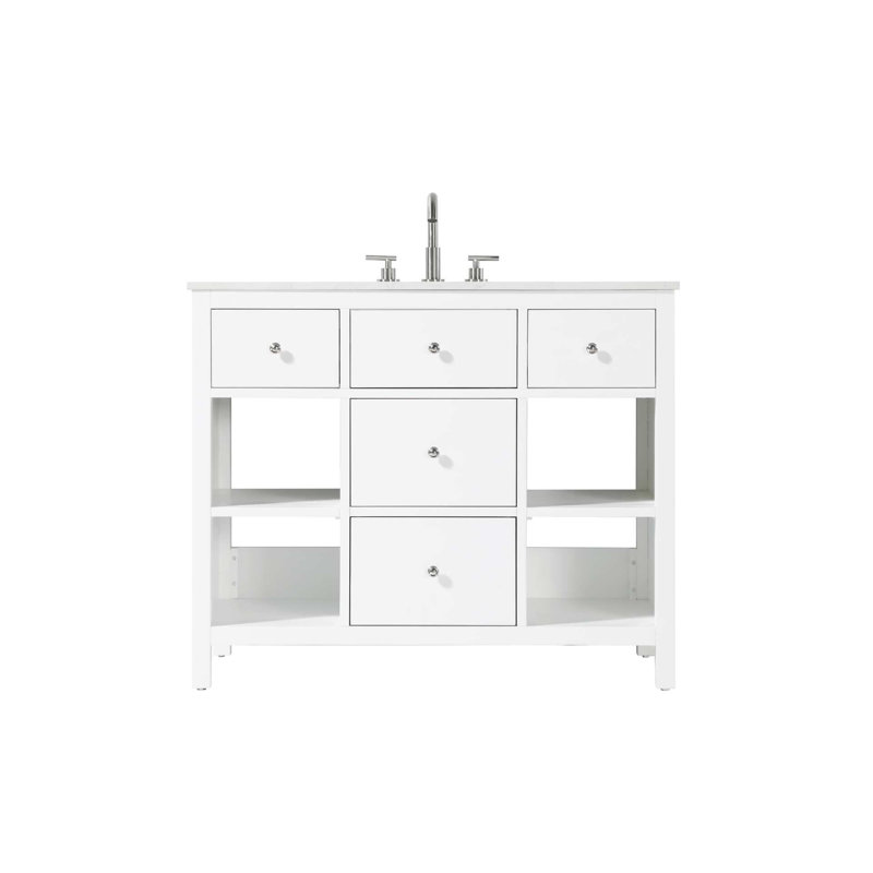 Meuble-lavabo simple Eris, Blanc/chrome, 42"