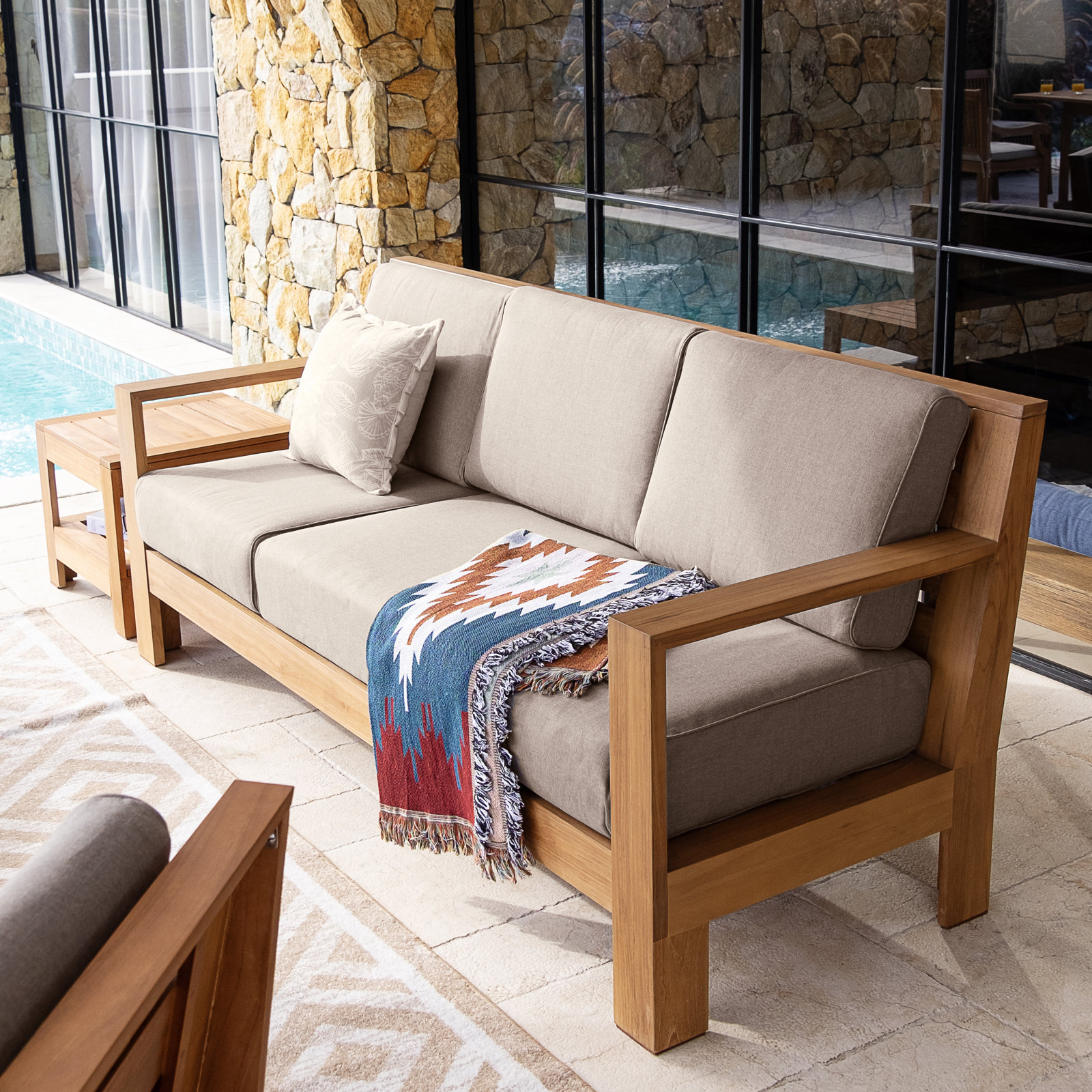 Bogota 5 - Person Teak Outdoor Conversation Set With Cushions, Brown