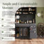 Armoire de rangement sur pied l 63 po, grande armoire de rangement pour bar à café, avec panneau perforé, porte-serviettes, prise de courant, 6 tiroirs, 5 armoires avec tablettes réglables, facile à assembler-129525564