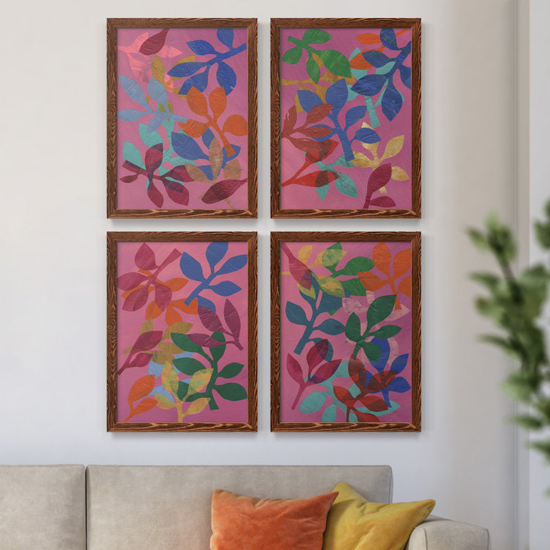 «Vivid Stems I», ensemble de 4 reproductions sur toiles encadrées, H 31,5 po x l 47 po x P 1,5 po, Érable