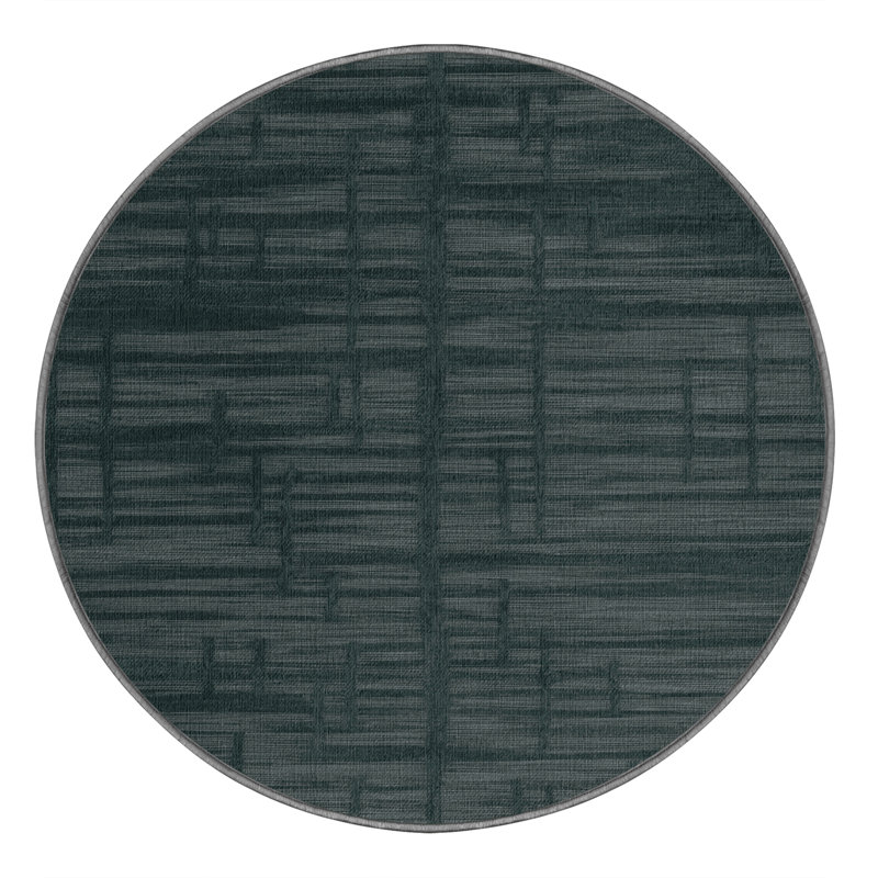 Tapis abstrait gris lavable à la machine, Rond 4 pi