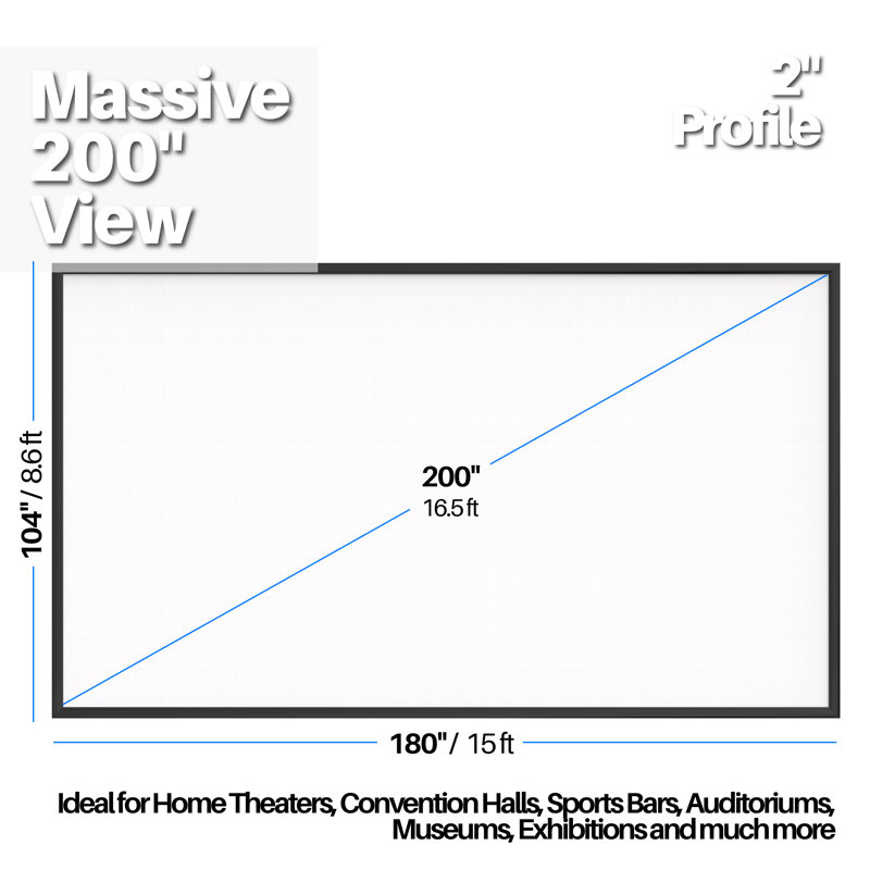 200 Inch Fixed Frame Projector Screen